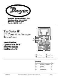 Thumbnail of document Manual - IP - Current to Pressure Transducers